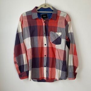 Rails Red White Blue Plaid Collared Button Up Shirt Cotton Size Small